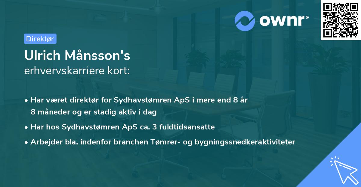 Ulrich Månsson's erhvervskarriere kort