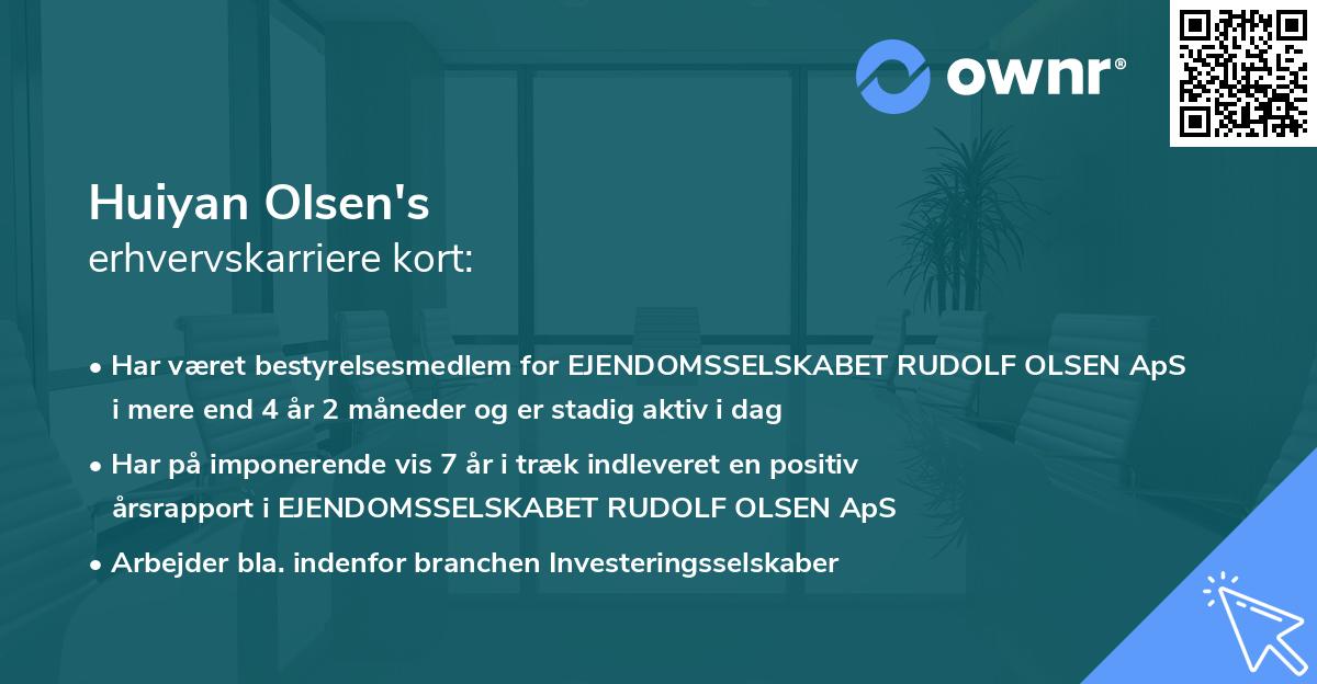 Huiyan Olsen's erhvervskarriere kort