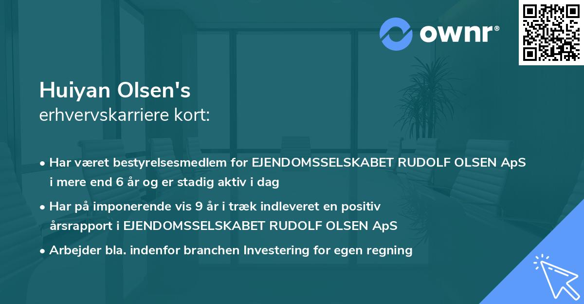 Huiyan Olsen's erhvervskarriere kort