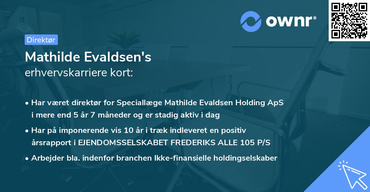 Mathilde Evaldsen's erhvervskarriere kort