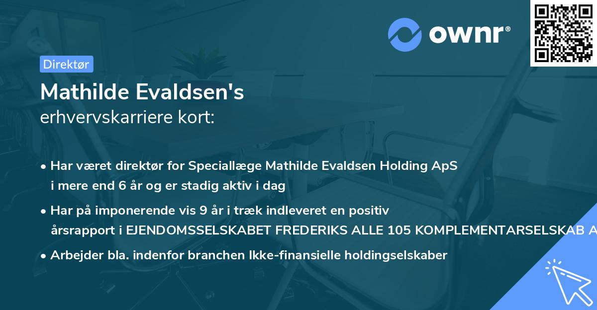 Mathilde Evaldsen's erhvervskarriere kort