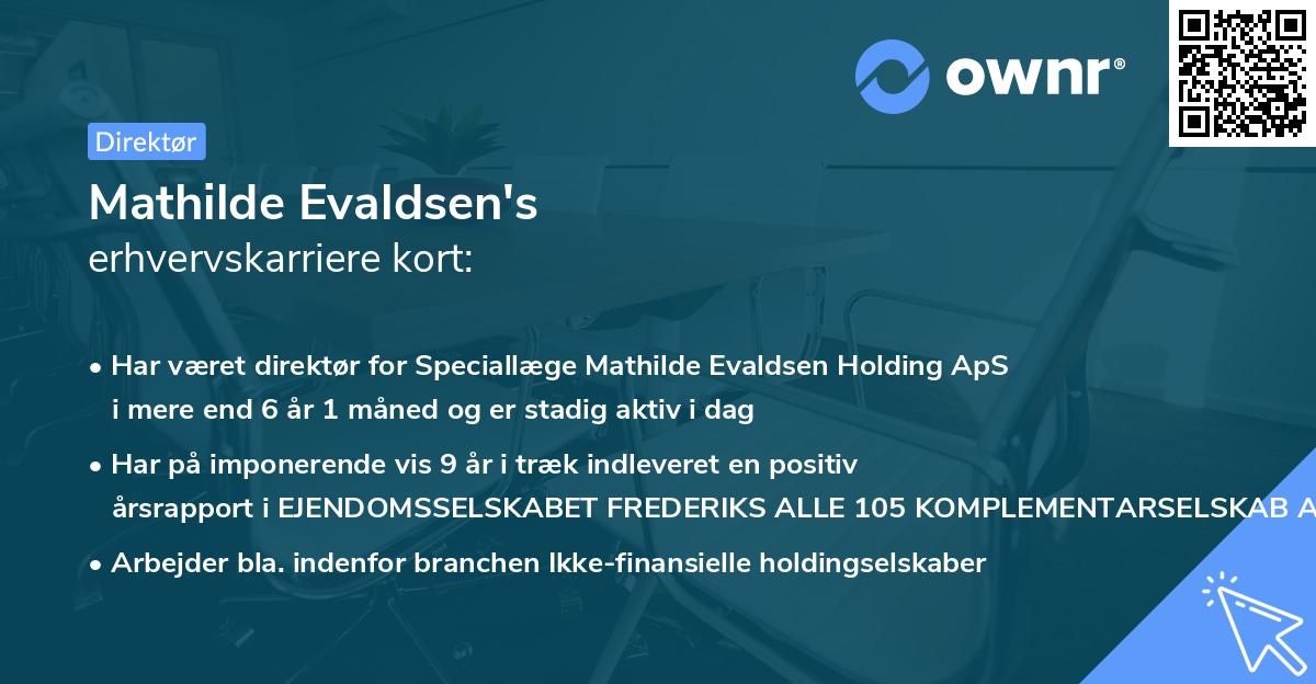 Mathilde Evaldsen's erhvervskarriere kort