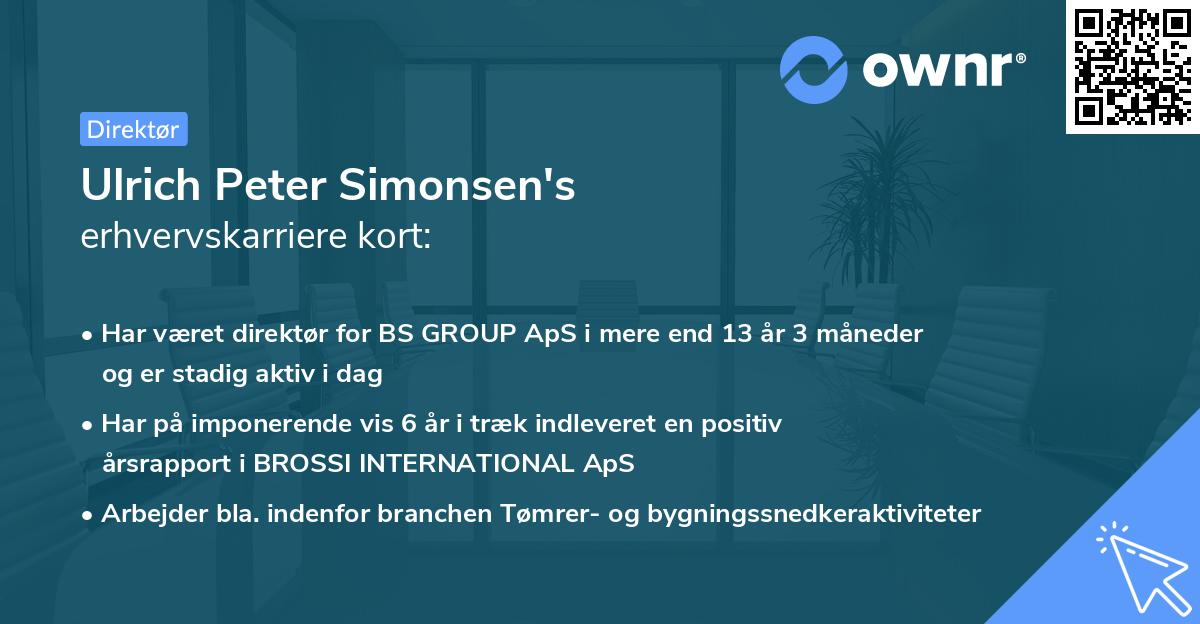 Ulrich Peter Simonsen's erhvervskarriere kort