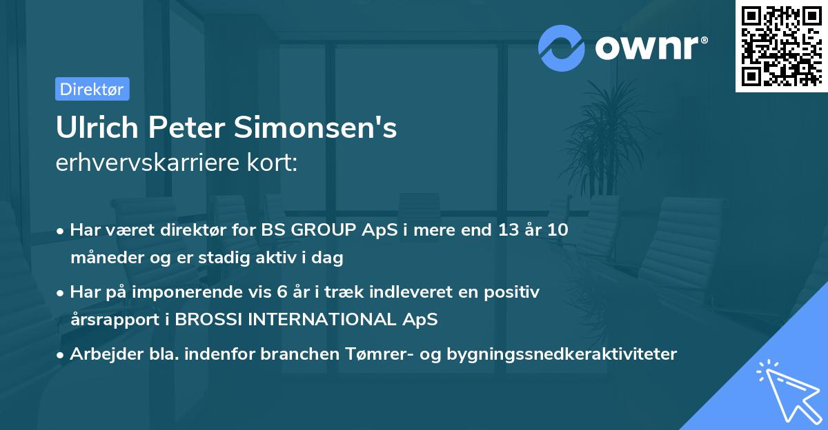 Ulrich Peter Simonsen's erhvervskarriere kort