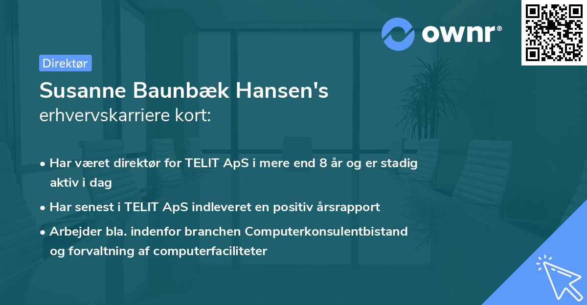 Susanne Baunbæk Hansen's erhvervskarriere kort