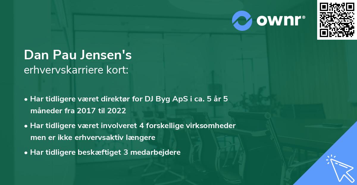 Dan Pau Jensen's erhvervskarriere kort