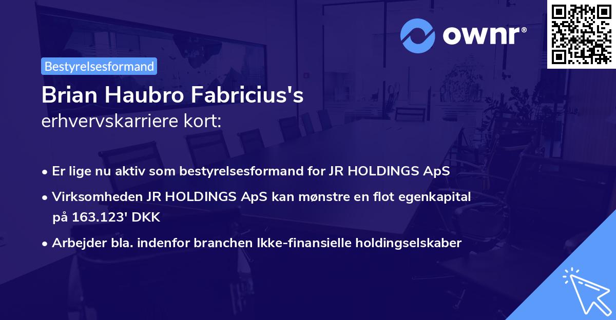 Brian Haubro Fabricius's erhvervskarriere kort