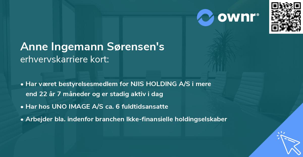 Anne Ingemann Sørensen's erhvervskarriere kort