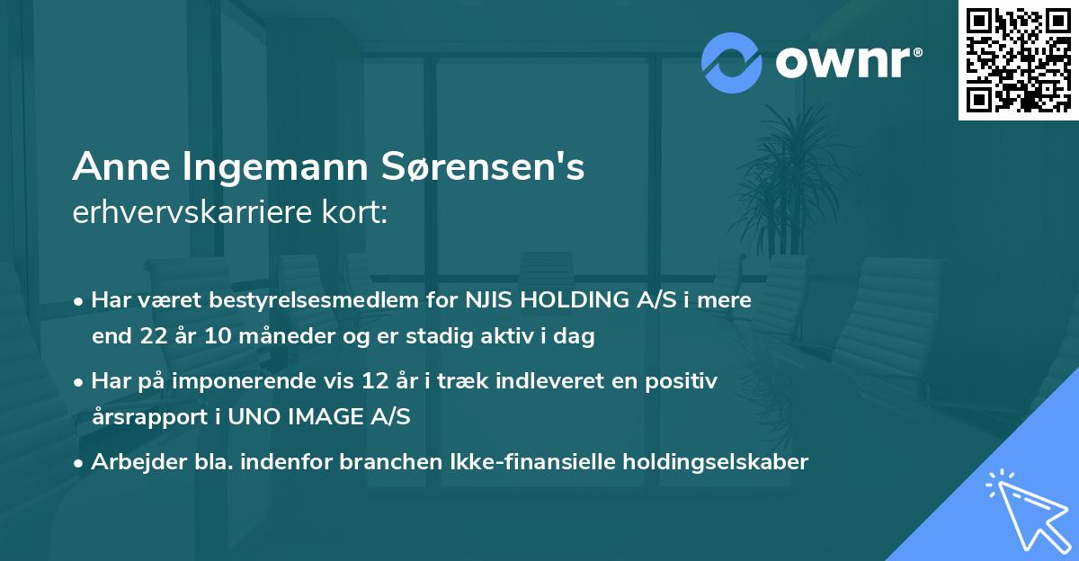 Anne Ingemann Sørensen's erhvervskarriere kort