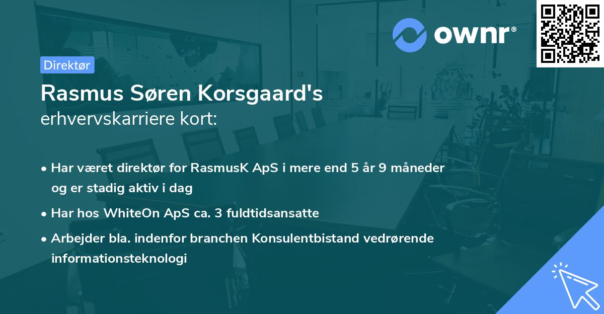 Rasmus Søren Korsgaard's erhvervskarriere kort