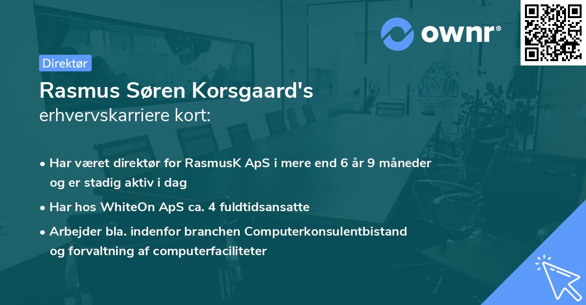 Rasmus Søren Korsgaard's erhvervskarriere kort