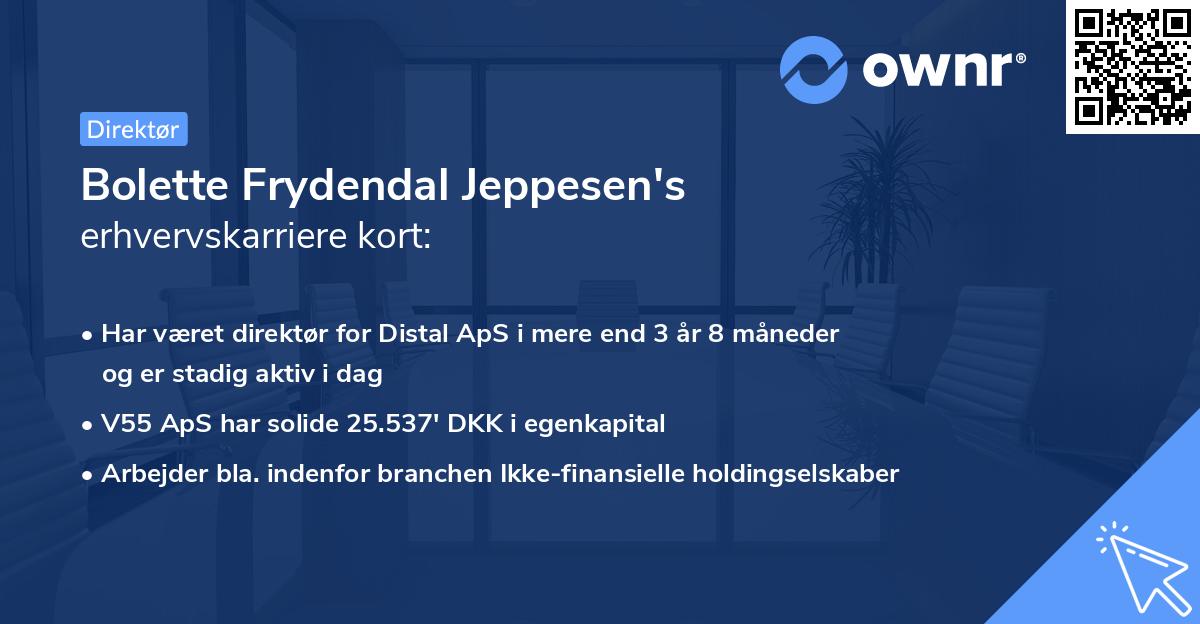 Bolette Frydendal Jeppesen's erhvervskarriere kort