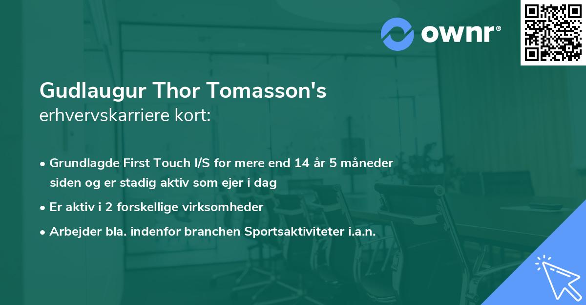 Gudlaugur Thor Tomasson's erhvervskarriere kort