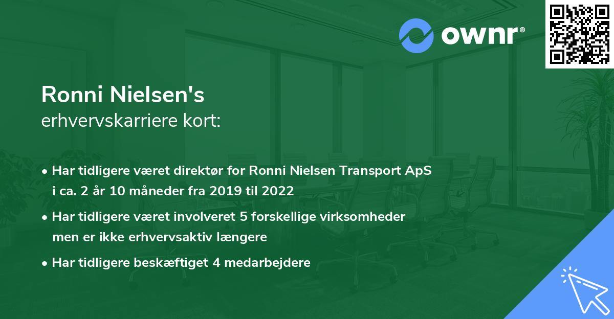 Ronni Nielsen's erhvervskarriere kort