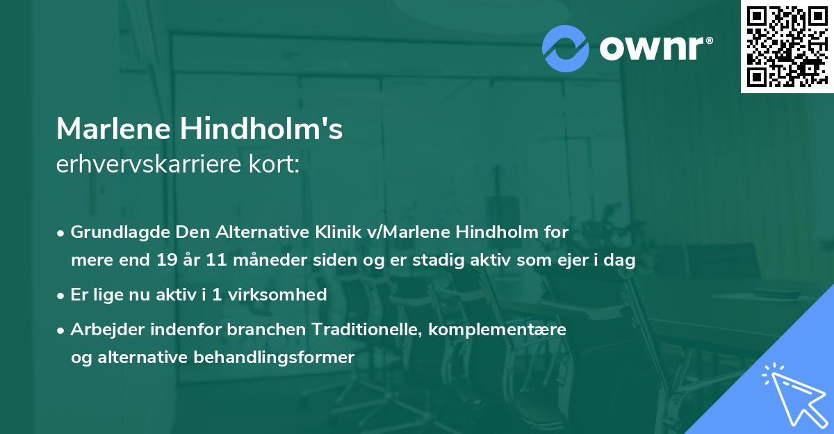 Marlene Hindholm's erhvervskarriere kort