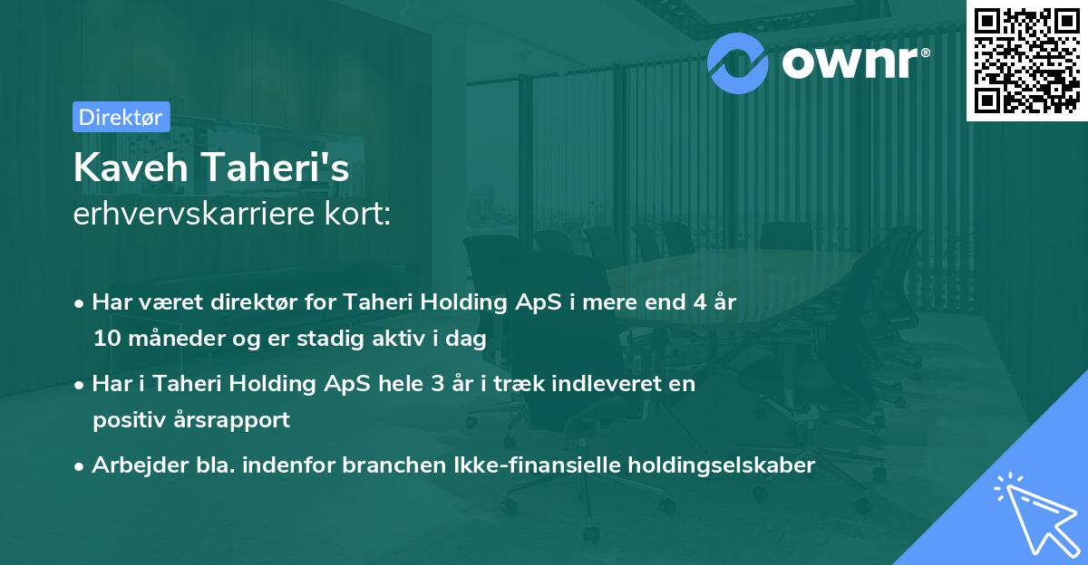 Kaveh Taheri's erhvervskarriere kort