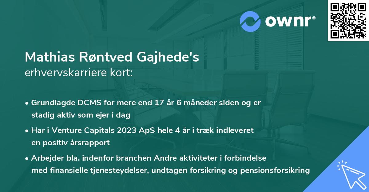Mathias Røntved Gajhede's erhvervskarriere kort