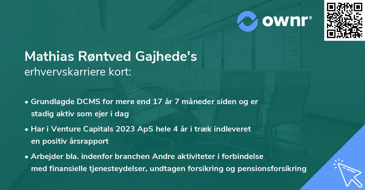Mathias Røntved Gajhede's erhvervskarriere kort