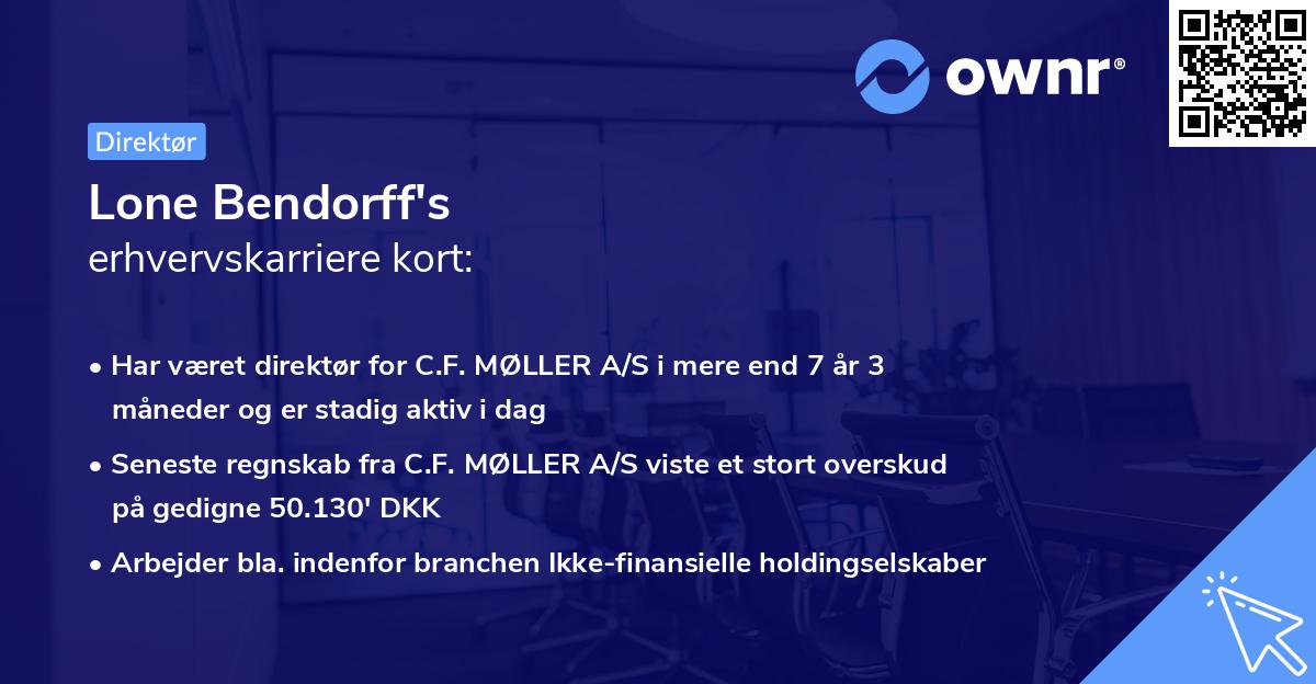 Lone Bendorff's erhvervskarriere kort