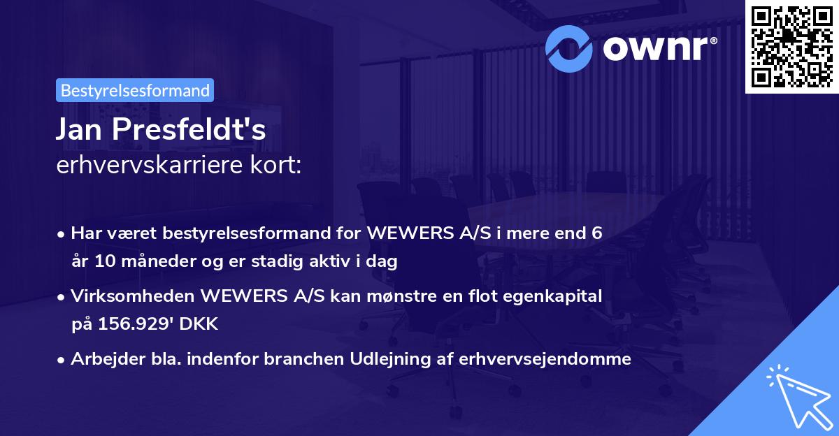 Jan Presfeldt's erhvervskarriere kort