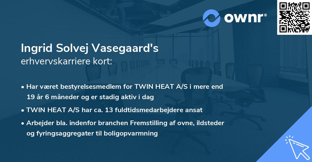 Ingrid Solvej Vasegaard's erhvervskarriere kort