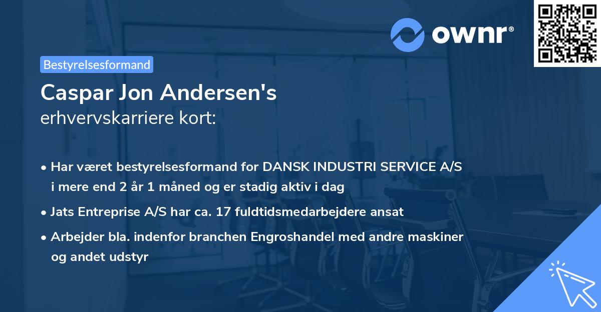 Caspar Jon Andersen's erhvervskarriere kort