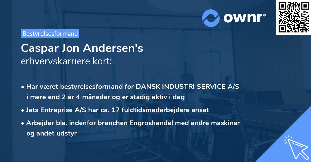 Caspar Jon Andersen's erhvervskarriere kort