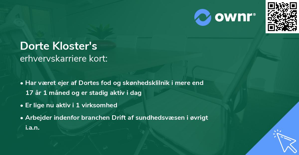 Dorte Kloster's erhvervskarriere kort