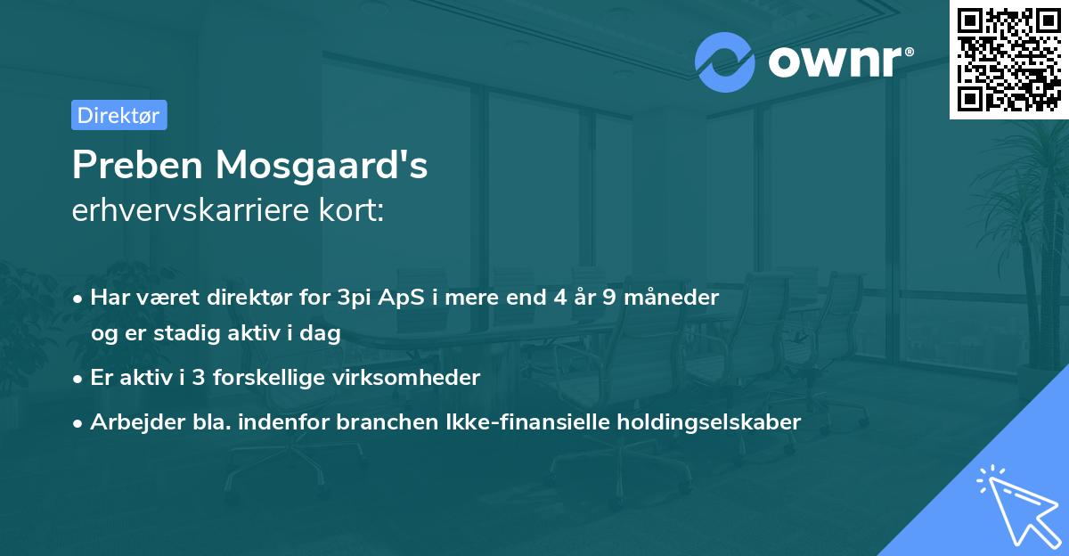 Preben Mosgaard's erhvervskarriere kort