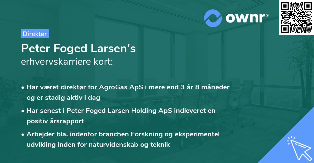 Peter Foged Larsen's erhvervskarriere kort
