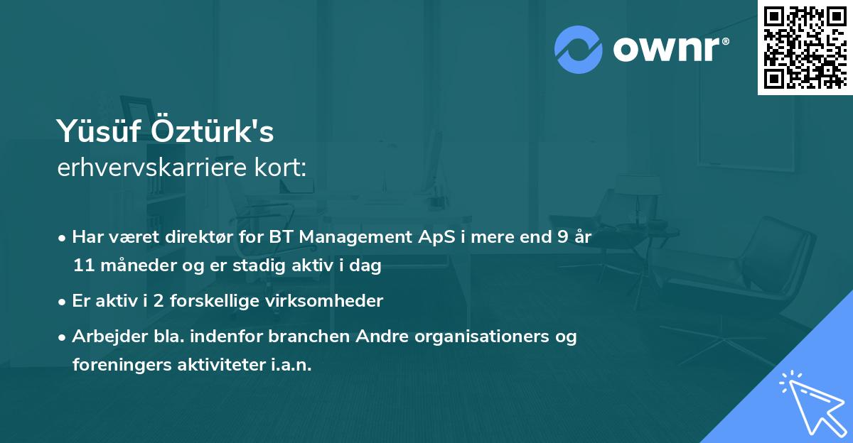 Yüsüf Öztürk's erhvervskarriere kort