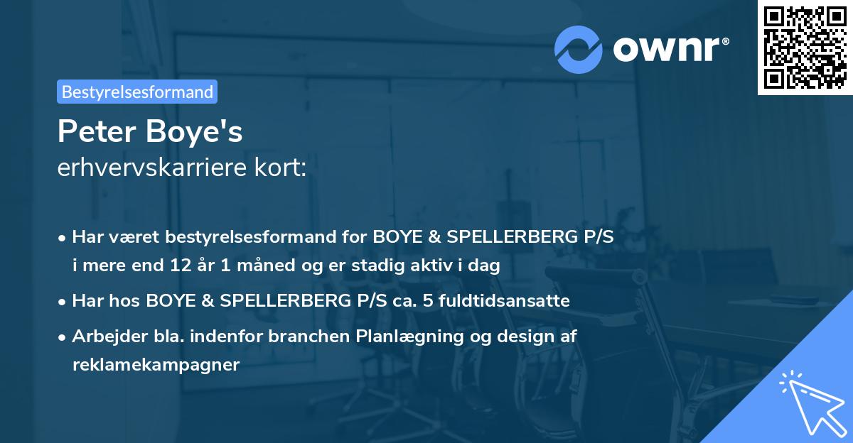 Peter Boye's erhvervskarriere kort