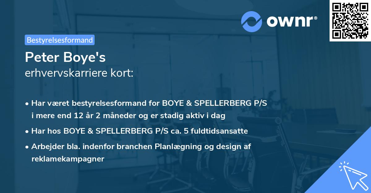 Peter Boye's erhvervskarriere kort