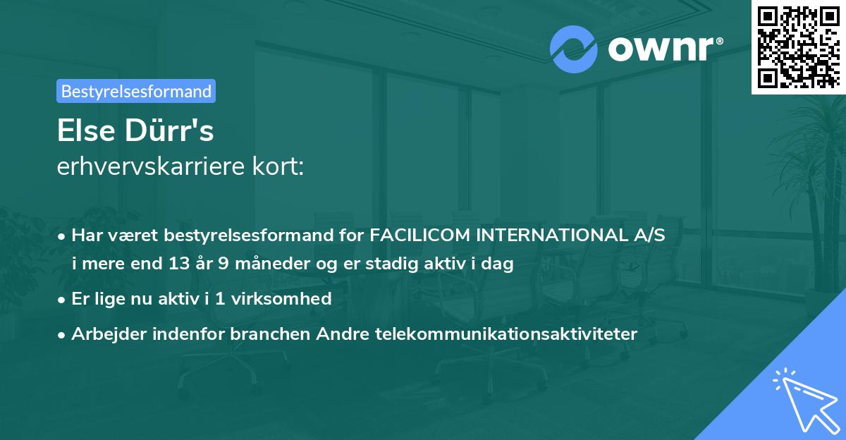 Else Dürr's erhvervskarriere kort