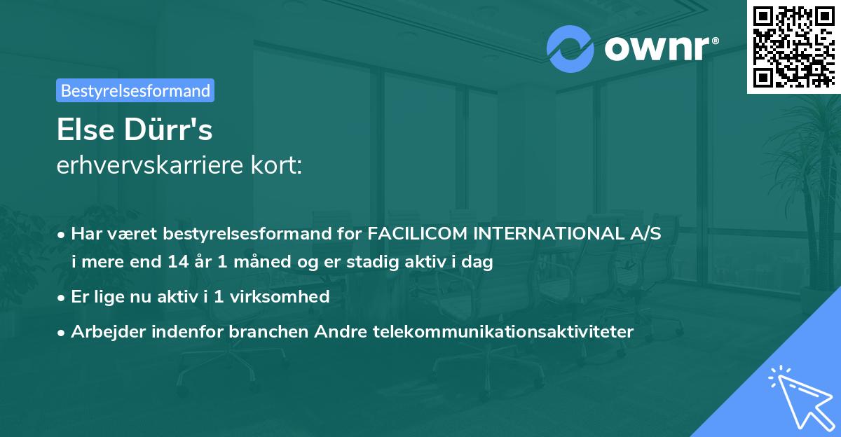 Else Dürr's erhvervskarriere kort