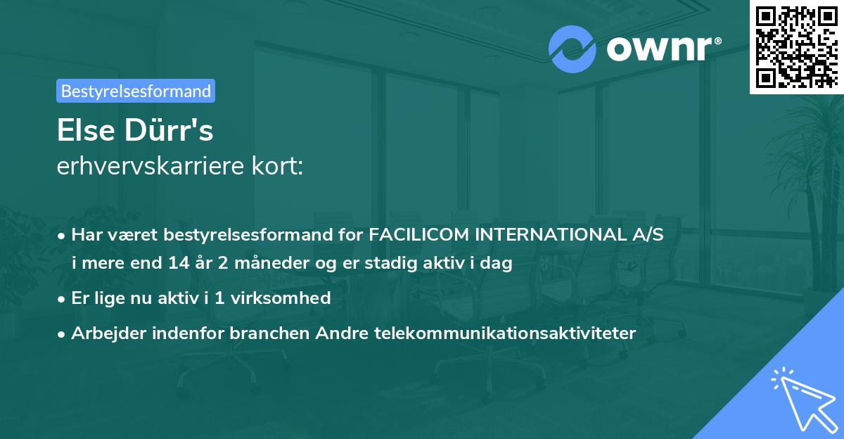 Else Dürr's erhvervskarriere kort