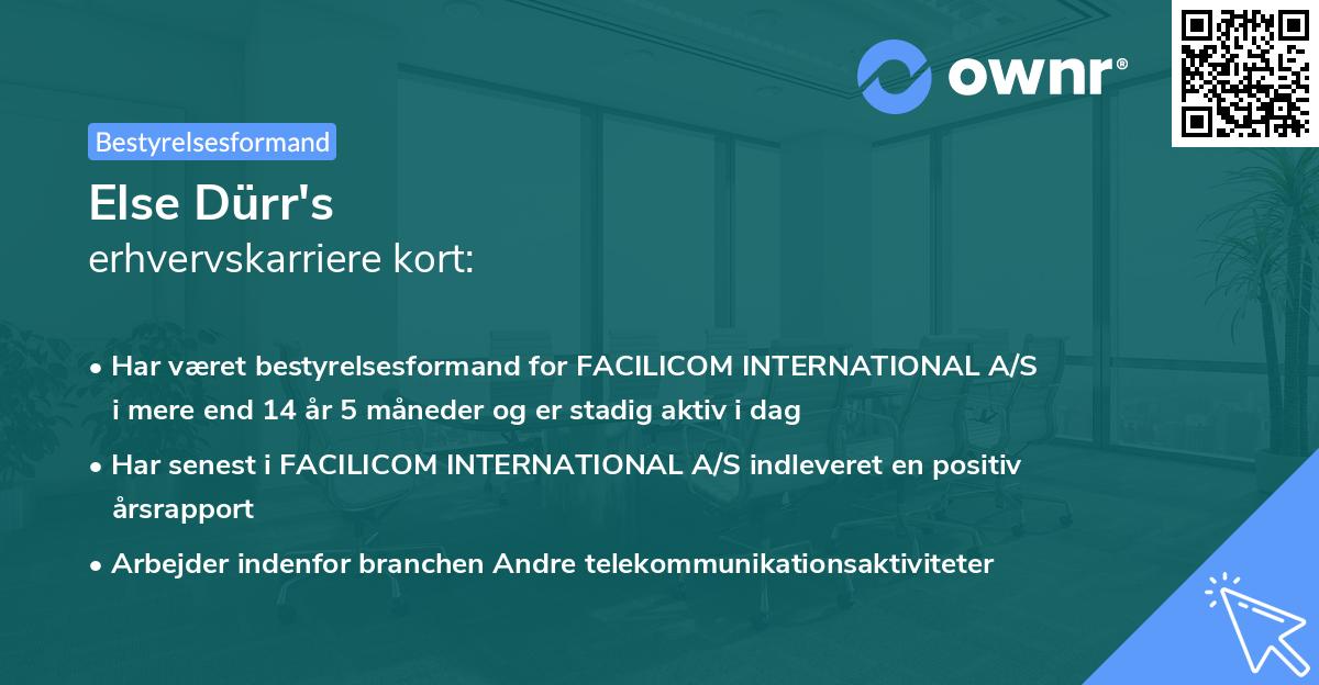 Else Dürr's erhvervskarriere kort