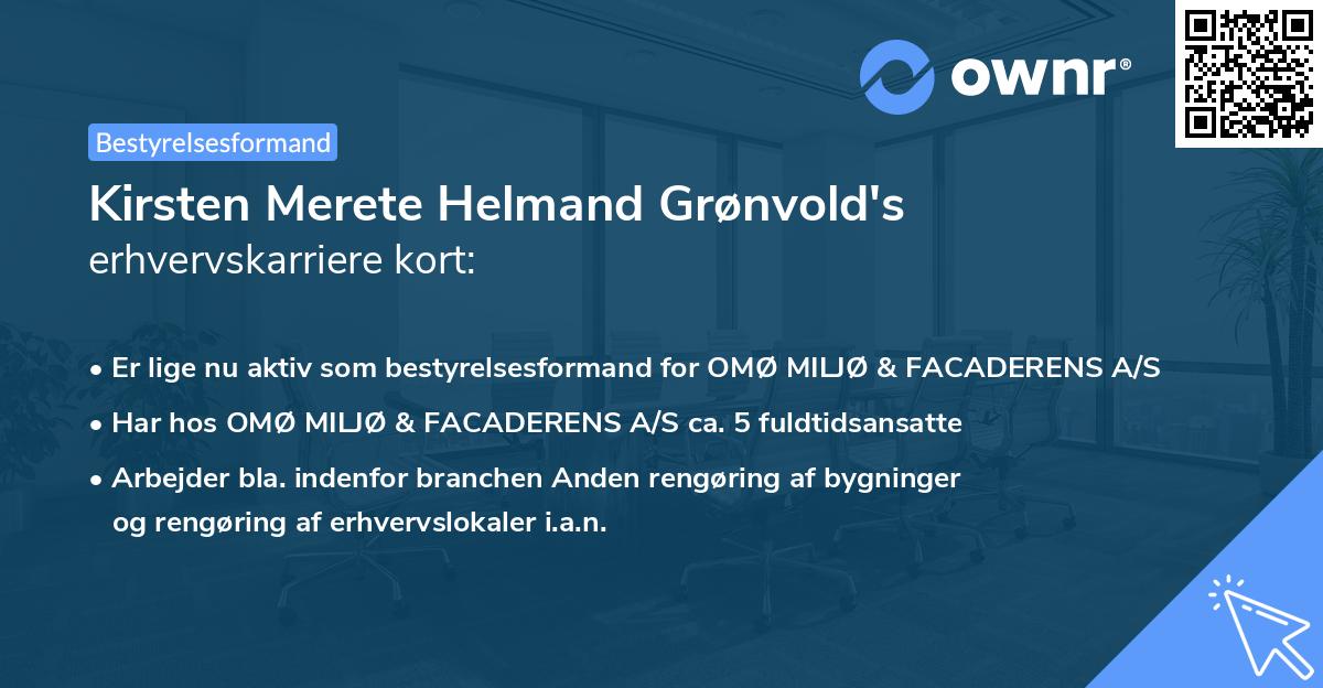 Kirsten Merete Helmand Grønvold's erhvervskarriere kort