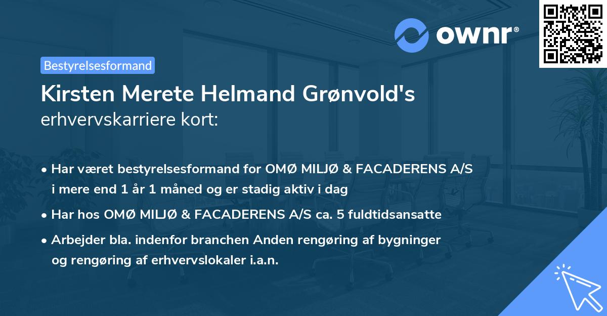 Kirsten Merete Helmand Grønvold's erhvervskarriere kort