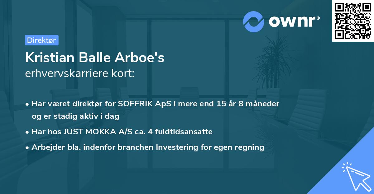 Kristian Balle Arboe's erhvervskarriere kort