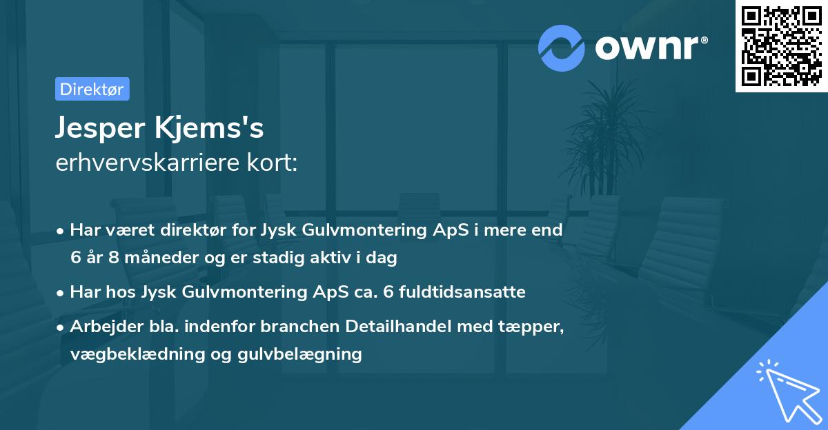 Jesper Kjems's erhvervskarriere kort
