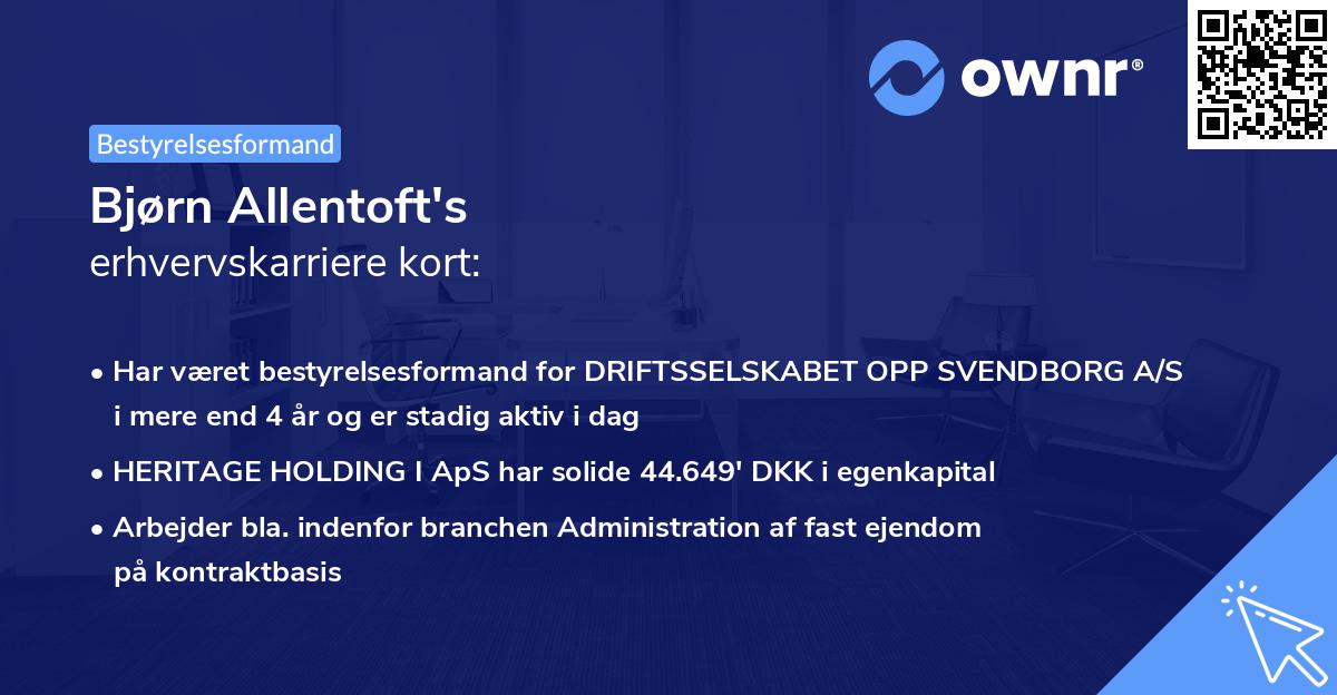 Bjørn Allentoft's erhvervskarriere kort
