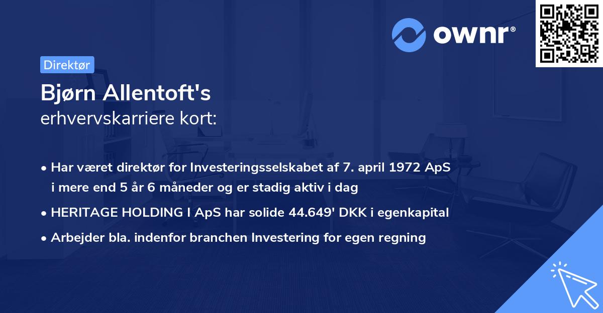 Bjørn Allentoft's erhvervskarriere kort