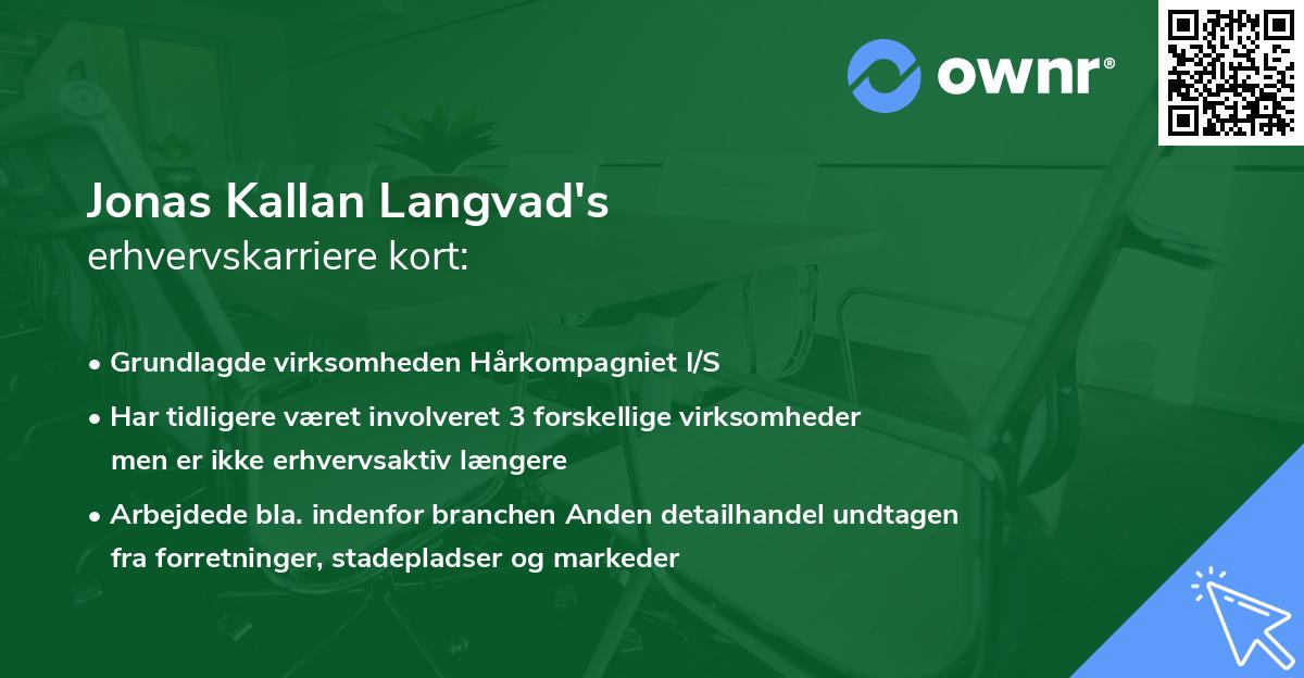 Jonas Kallan Langvad's erhvervskarriere kort