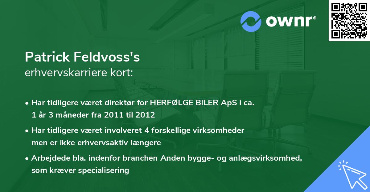 Patrick Feldvoss's erhvervskarriere kort
