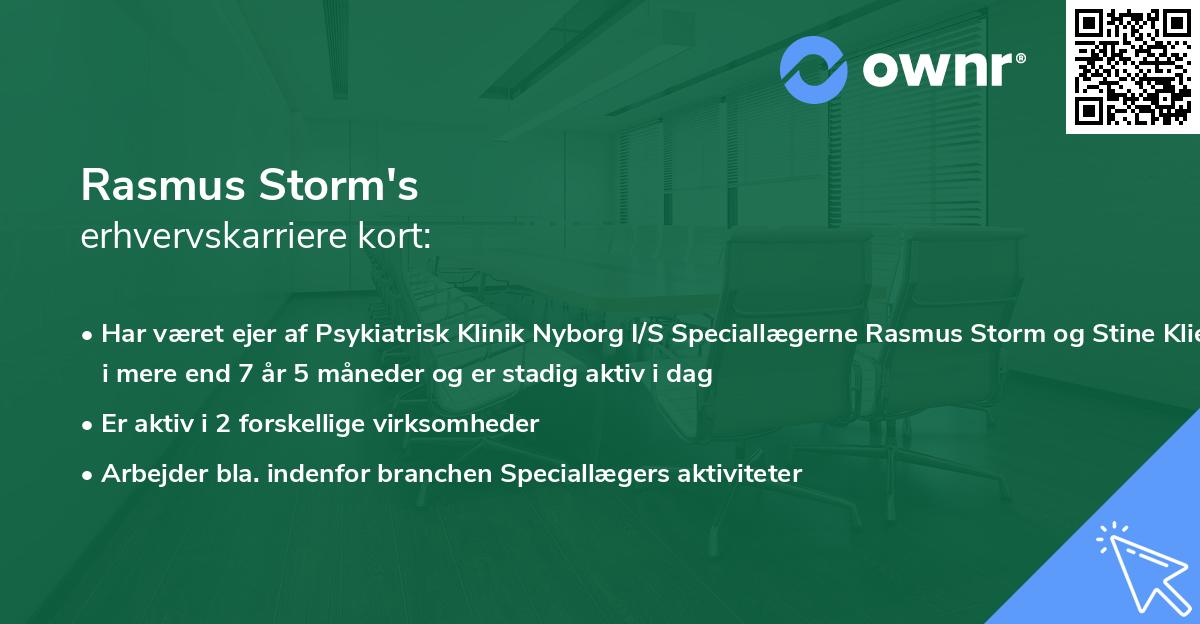 Rasmus Storm's erhvervskarriere kort
