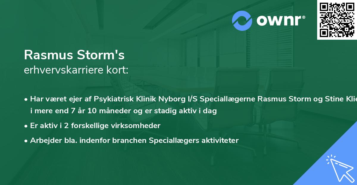 Rasmus Storm's erhvervskarriere kort
