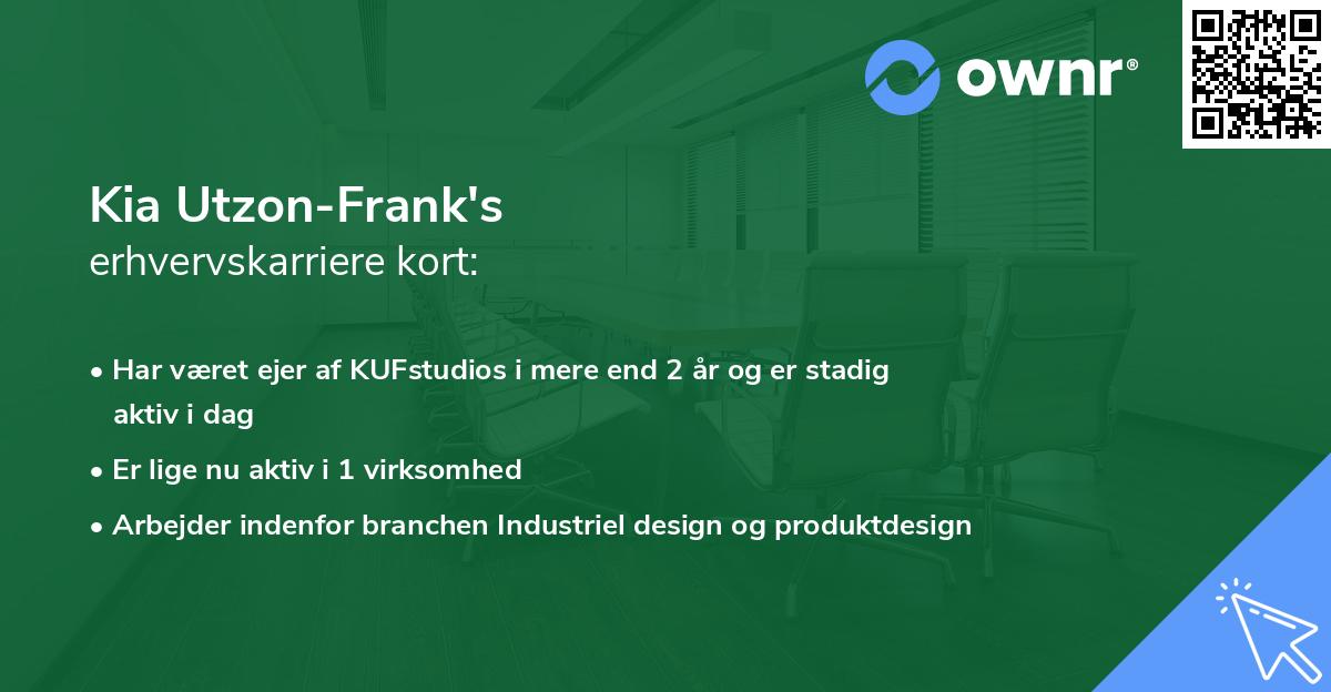 Kia Utzon-Frank's erhvervskarriere kort