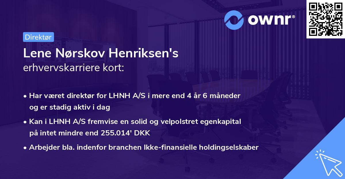 Lene Nørskov Henriksen's erhvervskarriere kort