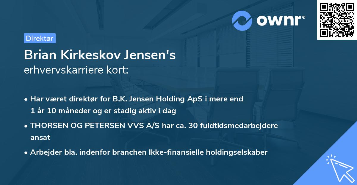 Brian Kirkeskov Jensen's erhvervskarriere kort